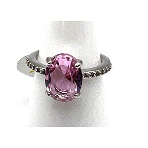 Ring Bomb Party Ring, NWOT, size 7, pink stone silver color band